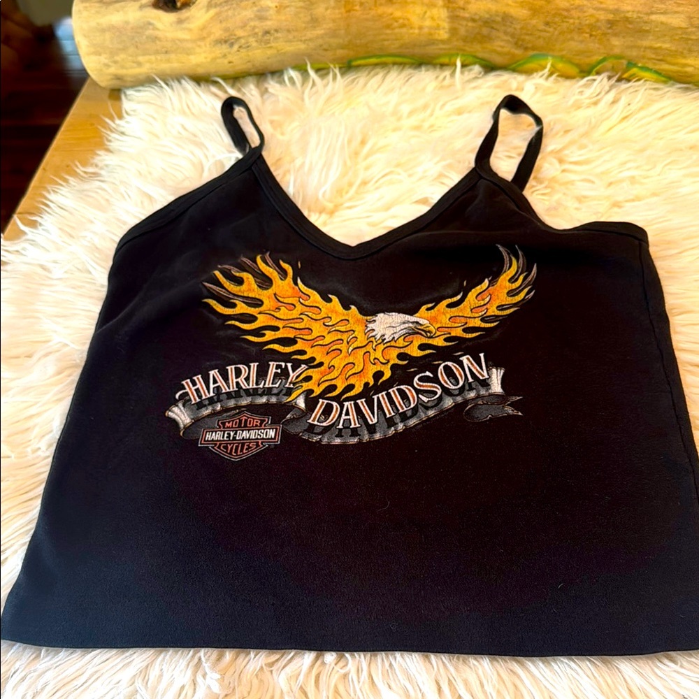 Vintage Harley-Davidson x R.K. Stratman Black and Orange Camisole
